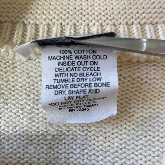 Vintage Renee Hauer Knit Sweater 100% cotton Made in USA Subtle Embossed Designs - Picture 4 of 11